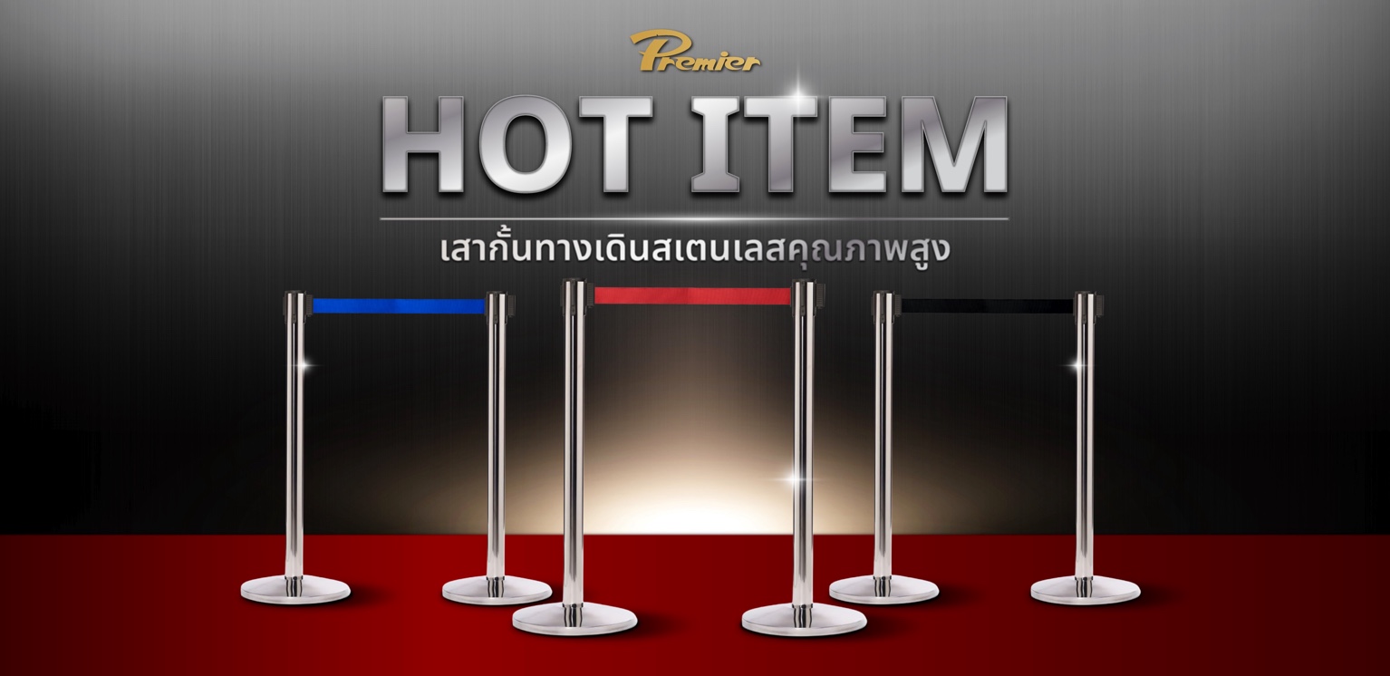 เสากั้นทางเดิน สายดึงกลับ สเตนเลส