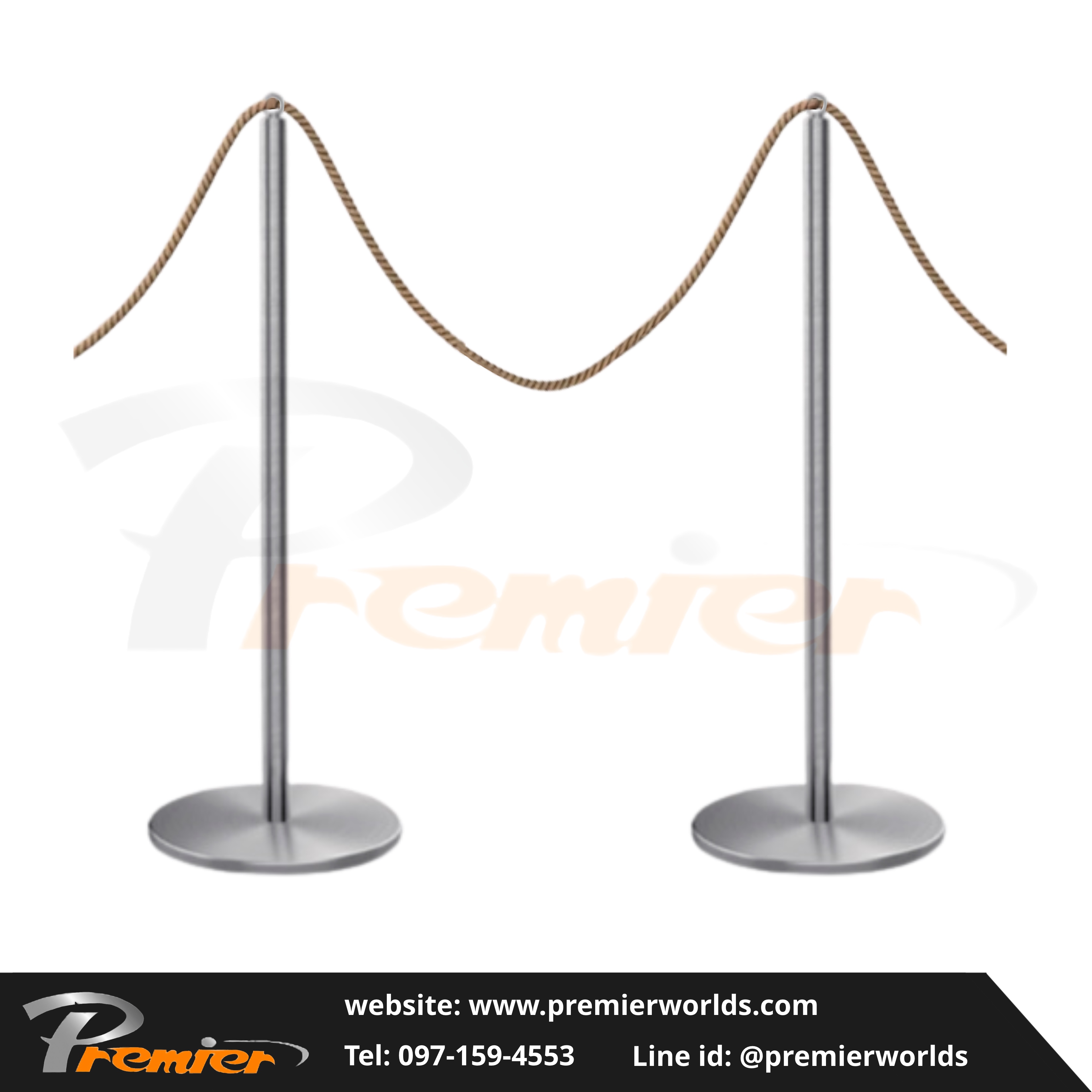 เสากั้นทางเดิน สำหรับงานจัดแสดง สีเงิน stainless steel
