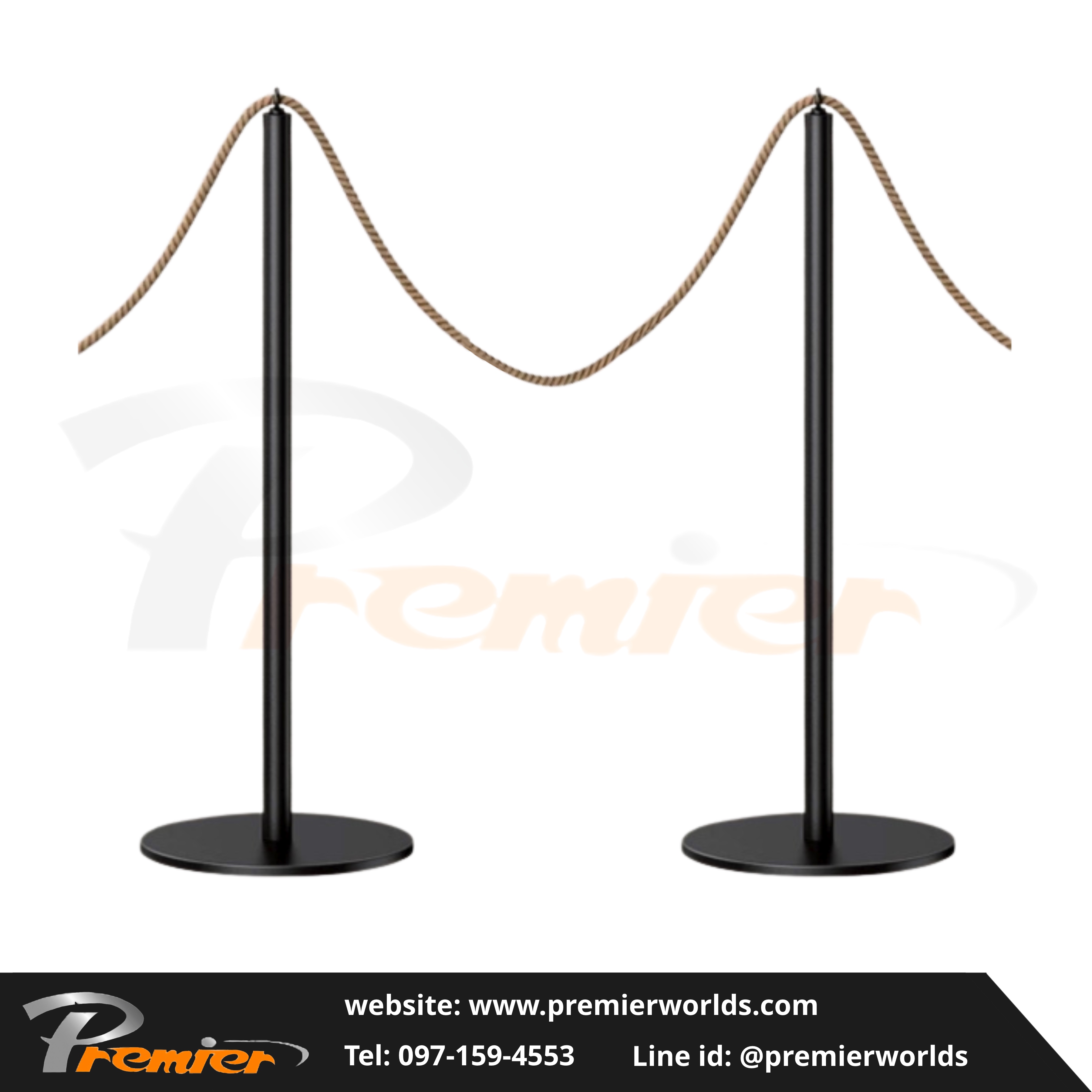 เสากั้นทางเดิน สำหรับงานจัดแสดง สีดำ steel powder coating